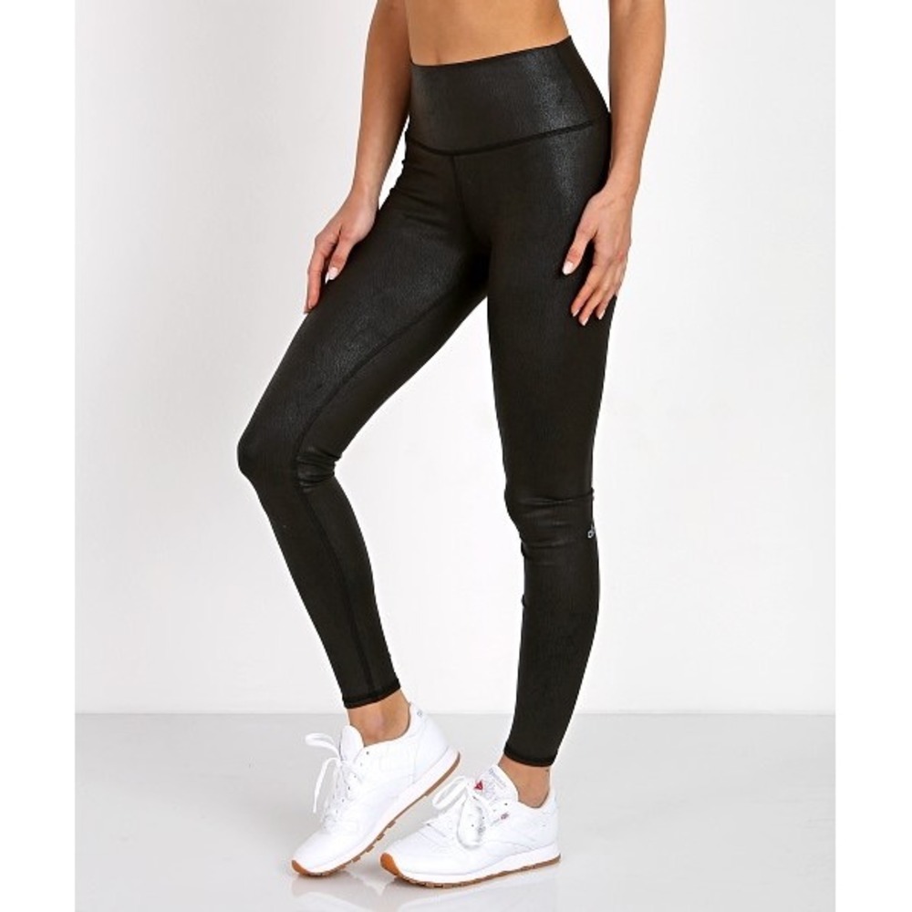 Alo Yoga High Waisted Airbrush Legging Black Leather Size XS